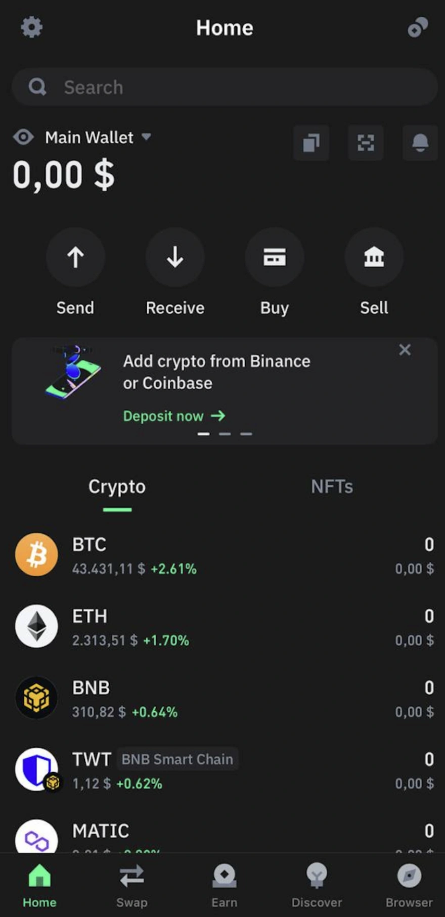 Choose a wallet type